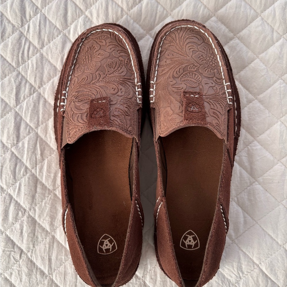 Ariat Brown Embossed Leather Flats
